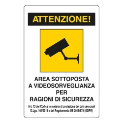 SEGNALI PVC AREA VIDEO SORVEGLIATA 30X20 [S7702900]